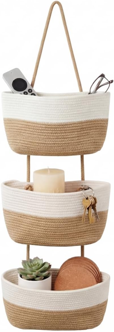 Hanging Basket, Woven 3 Tier Over Door Basket by Britwicfr