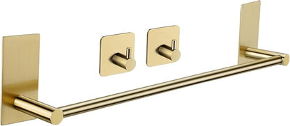 Taozun Golden Towel Bar Set- Self Adhesive Towel Holder + 2 Packs Towel Hooks - Image 5