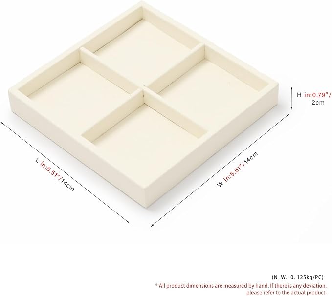 Oirlv Microfiber 4 Grids Stackable Jewelry Display Trays Showcase Jewelry - Image 8