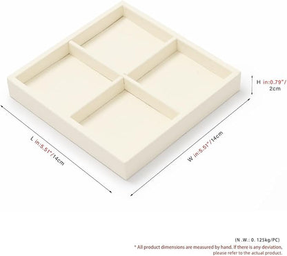 Oirlv Microfiber 4 Grids Stackable Jewelry Display Trays Showcase Jewelry - Image 8