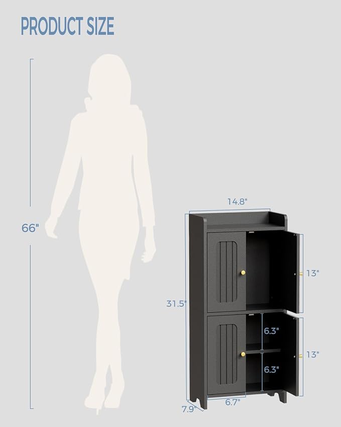 BEWISHOME Small Floor Cabinet, Toilet Paper Storage, Bathroom Storage Cabinet | - Image 2