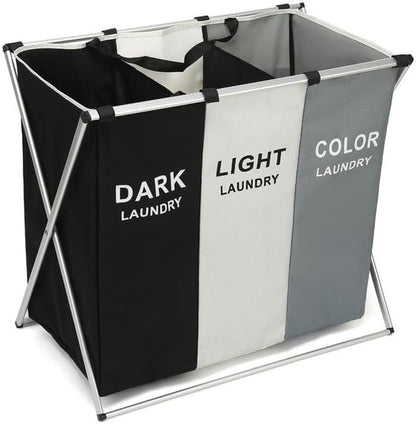 TEEM 3-Section Laundry Basket Organizer, Foldable Hamper by TEEM