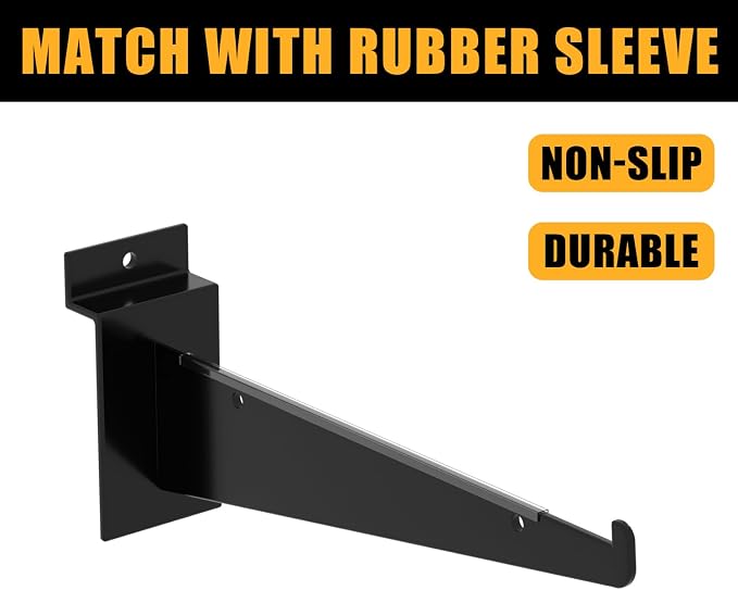 8" Black Slat Wall Shelf Brackets, Floating Metal Slat Wall Accessories - Image 2