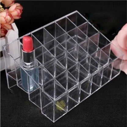 Transparent Cosmetic Makeup Organizer Clear 24 Lattices Lipsticks Cosmetic - Image 6