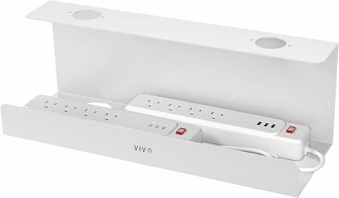 VIVO White 17 inch Extra Deep Cable Management Tray, DESK-AC16-1CW | Under Desk by Unknown