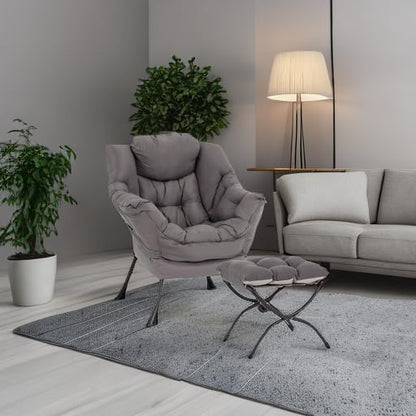 LITA Lazy Chair with Ottoman, Modern Accent Leisure Upholstered Lazy Sofa - Image 5