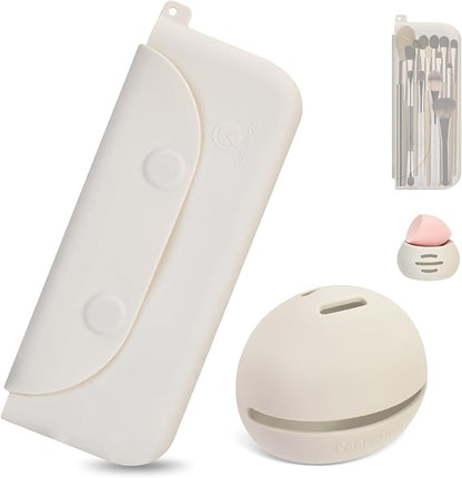 Silicone Makeup Brush Holder And Beauty Sponge Case, Travel Makeup Brush Case by COOL-ANGLE
