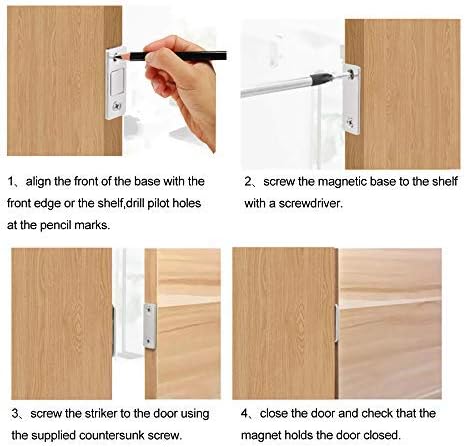Mousike Magnetic Door Catch Ultra Thin Cabinet Magnets Stainless Steel Drawer - Image 6