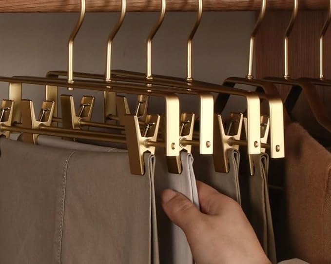 Premium Matte Gold Aluminum Pants Clip Hanger 100 Pack, Extra Smooth & Durable - Image 6