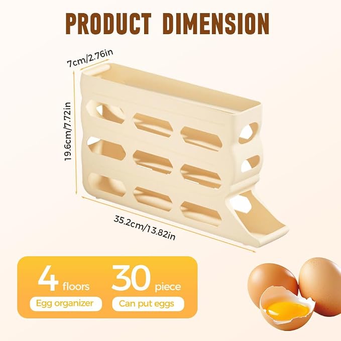 4-Tier Refrigerator Egg Holder, Automatic Gravity-Fed Rolling Egg Dispenser - Image 5