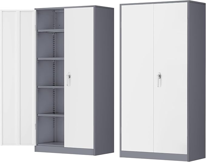 INTERGREAT Metal Storage Cabinet Doors, Tall Lockable Steel Cabinets by INTERGREAT