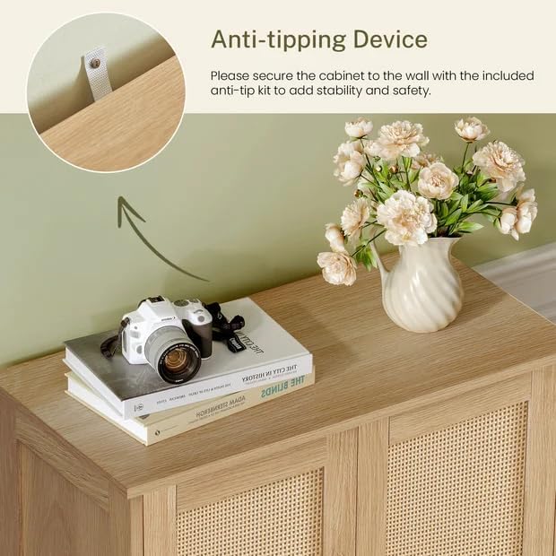 Iwell Storage Cabinet, Rattan Cabinet - Image 6