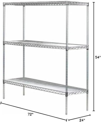 Omega 24" Deep x 72" Wide x 54" High 3 Tier Chrome Starter Shelving Unit - Image 2