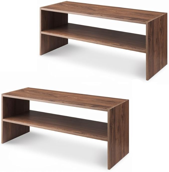 Whitmor Wood Stackable 2-Shelf Shoe Rack, 31 inches，2 Pack by Whitmor