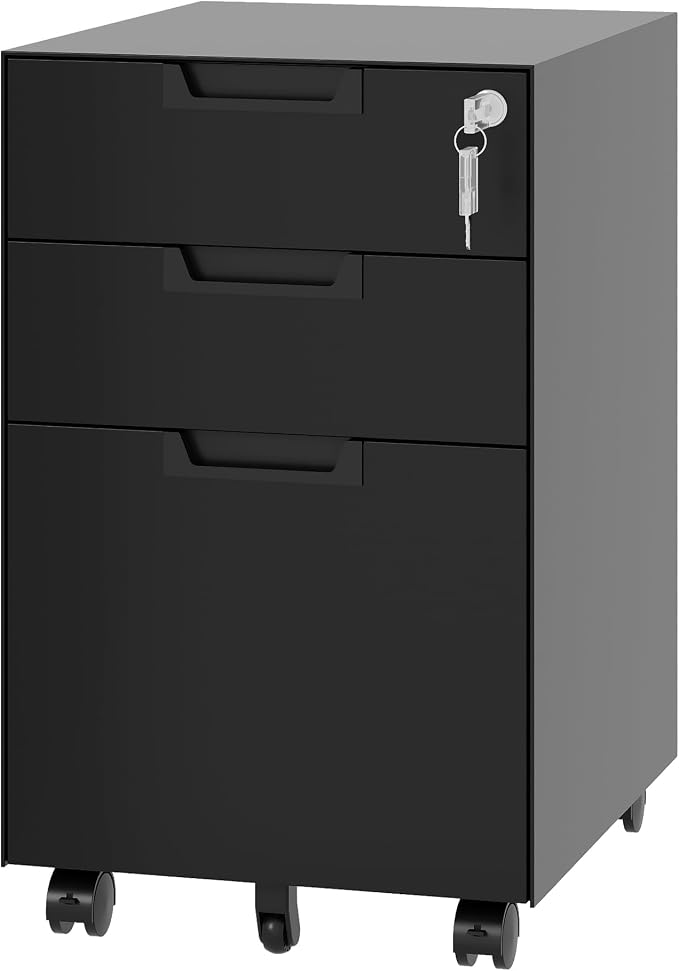 3 Drawer Vertical File Cabinet, Mobile Filling Cabinets by Fesbos