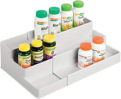 mDesign Plastic Expandable 3-Tier Shelf Rack Organizer - Image 7