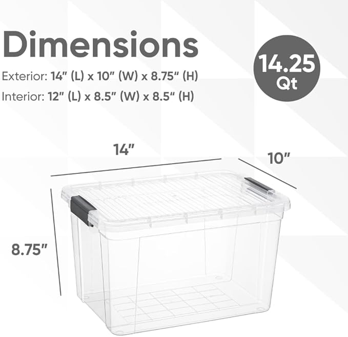 Superio Clear Storage Box with Lid, 14.25 Quart Plastic Container Bins - Image 2