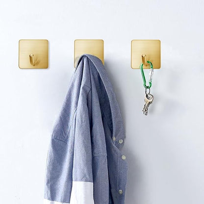 FOTYRIG Golden Stainless Steel Square Self Adhesive Hooks - Image 5