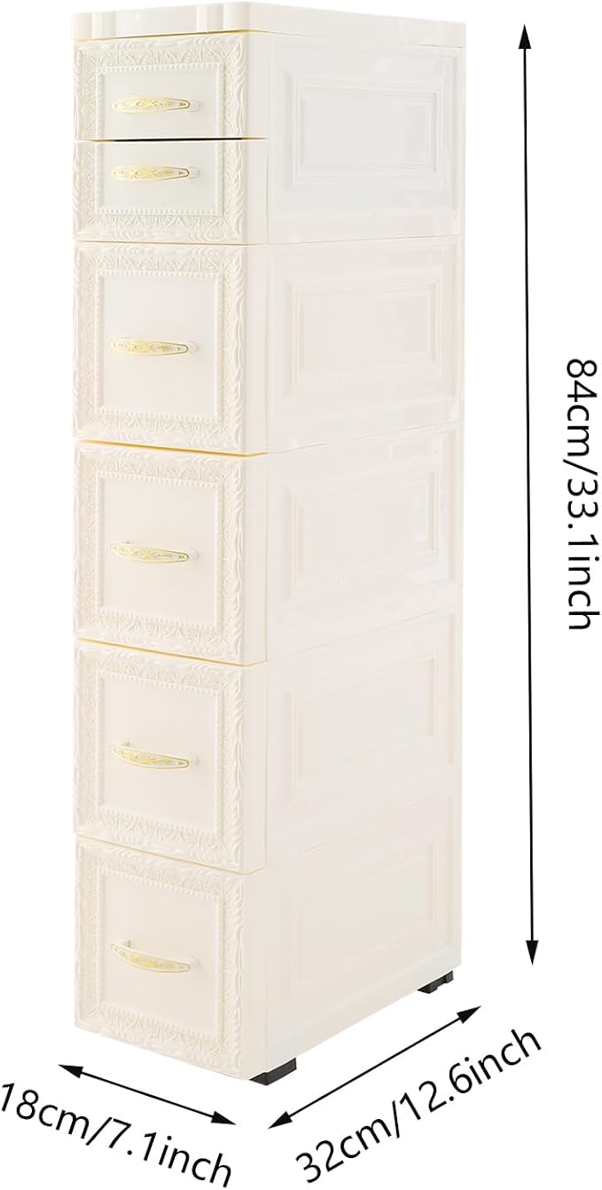 Slim Rolling Storage Cabinet, Vertical Space Saver, Impact-Resistant, Stackable - Image 3
