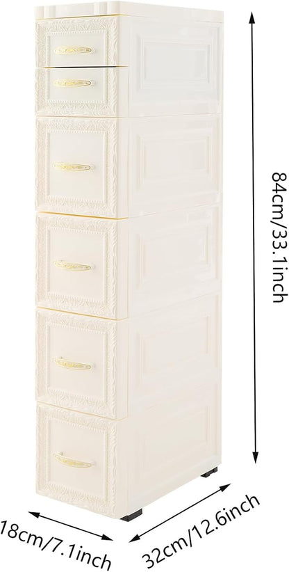 Slim Rolling Storage Cabinet, Vertical Space Saver, Impact-Resistant, Stackable - Image 3