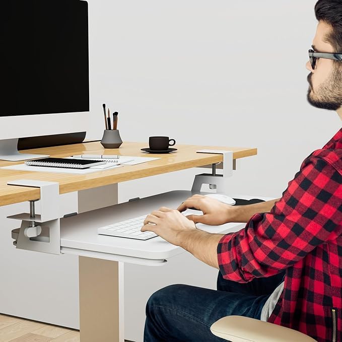 Desktop Keyboard Tray, Under Desk Pull Out, 26.77" X 11.81" Large Size Keyboard - Image 2
