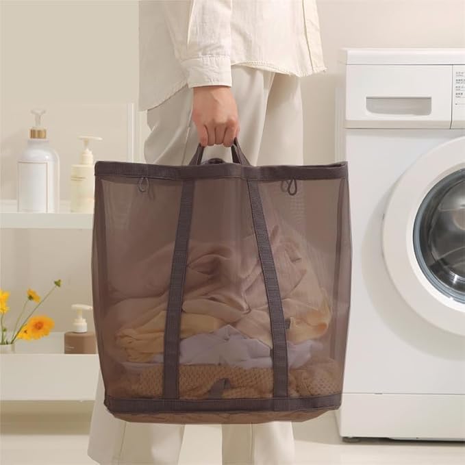 Mesh Bag with Handles, Collapsible Laundry Basket, Foldable Laundry Bag - Image 4
