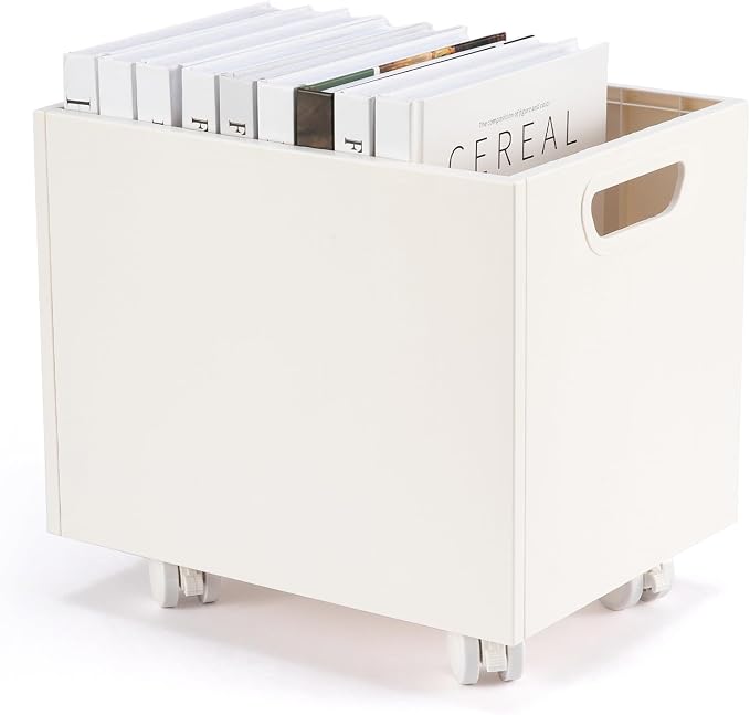 Rolling File Organizer with Wheels, Stackable Storage File Boxes, Portable by CINPIUK