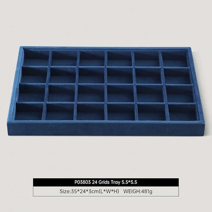 Velvet Stackable Jewelry Display Tray, 24 Grid Earring Ring Storage Tray - Image 2