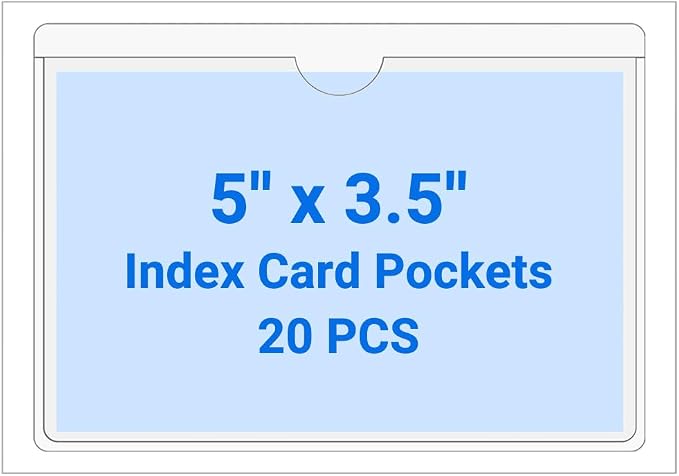 20 PCS Clear Self Adhesive Plastic Label Pockets, Top Loading Business & by Kvatr-X