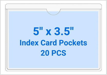 20 PCS Clear Self Adhesive Plastic Label Pockets, Top Loading Business & by Kvatr-X