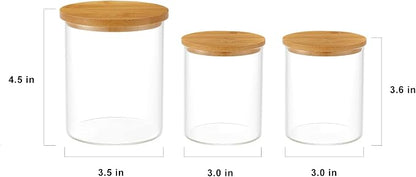 3 Pack Glass Qtip Holder Dispenser, 20 oz and 11 oz Clear Glass Apothecary Jars - Image 5