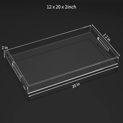 NIUBEE Acrylic Serving Tray 12x20 Inches -Spill Proof- Clear Decorative Tray - Image 3