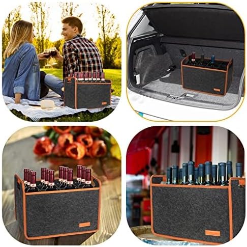 2 Pack 12 Bottle Wine Tote Bag, Insulated Thermal Padded Wine Carrier Tote - Image 7