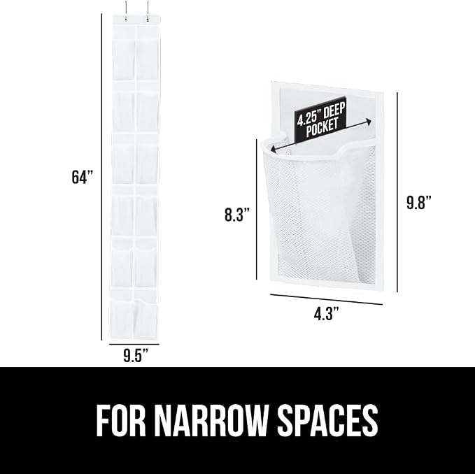 GORILLA GRIP Over the Door Shoe Organizer, 12 Large Breathable Mesh Pockets - Image 6