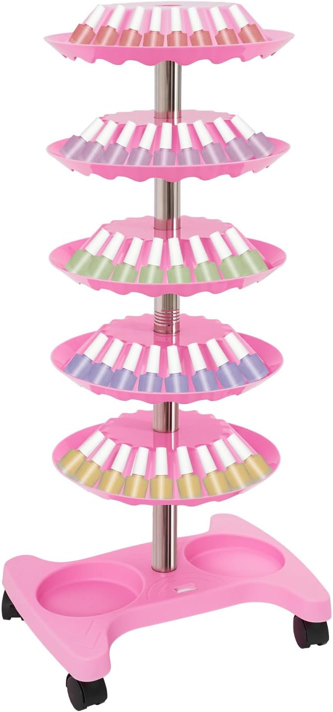 5-Tier Polish Carousel, 120-Bottle Cosmetic Tower w/Stainless Steel Core by Unknown