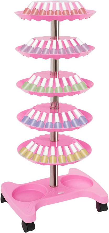 5-Tier Polish Carousel, 120-Bottle Cosmetic Tower w/Stainless Steel Core by Unknown