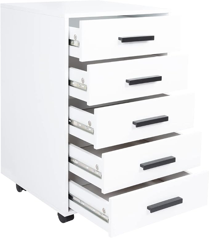 5-Drawer Rolling Under Desk Storage Cart - Image 5