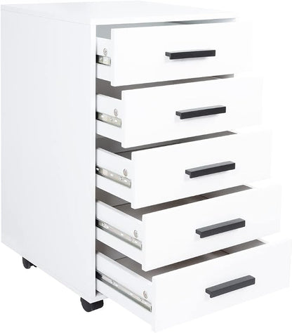 5-Drawer Rolling Under Desk Storage Cart - Image 5