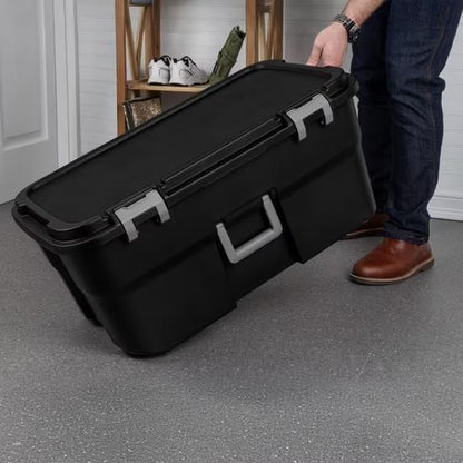 22 Gallon Heavy Duty Plastic Wheeled Footlocker Storage Trunk, - Image 3