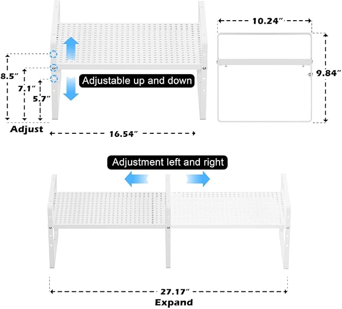 Expandable Cabinet Shelf Organizer, Stackable Pantry Cabinet Counter Under Sink - Image 3