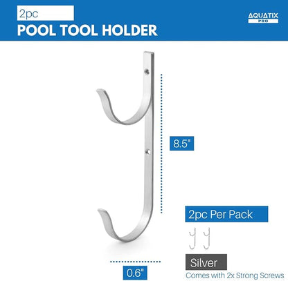 Aquatix Pro Pool Pole Hanger Premium Aluminium Holder Set, Ideal Hooks - Image 4