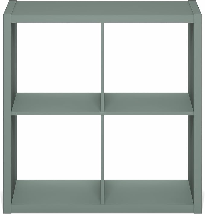 Furinno Cubicle 4-Cube Book Shelf, Extra Thick Frame Bookshelf, Light Grey | - Image 8