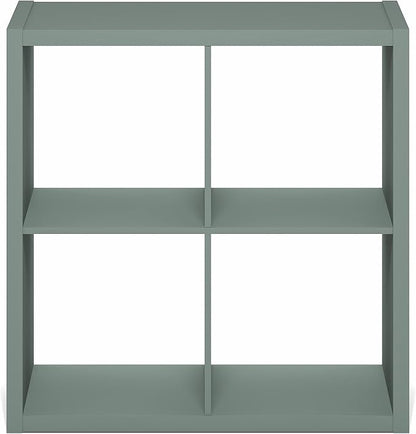 Furinno Cubicle 4-Cube Book Shelf, Extra Thick Frame Bookshelf, Light Grey | - Image 8