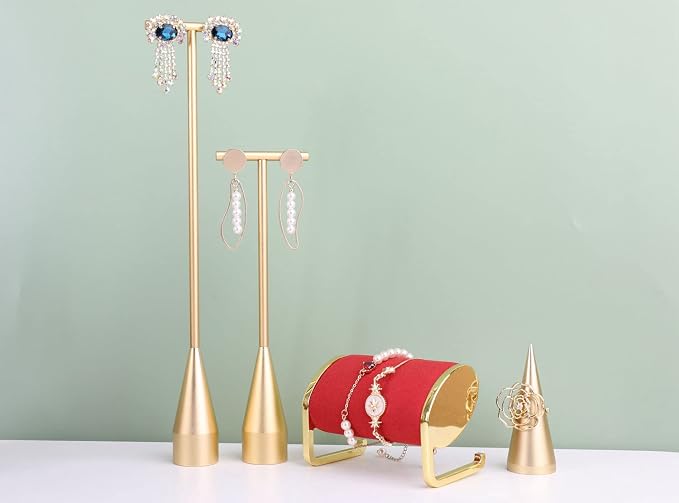 GemeShou 2pcs Gold earring display T bar stand, Big jewelry earring holders - Image 6