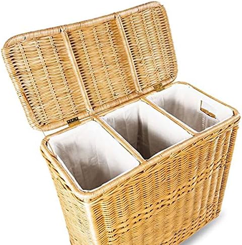 The Basket Lady 3-Compartment Wicker Laundry Sorter Hamper, 30 in L x 15 in W x - Image 4
