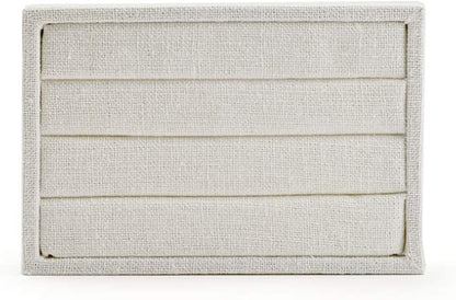 Oirlv linen 3 Slots Ring Earrings Display Trays Showcase Jewelry Organizer - Image 6