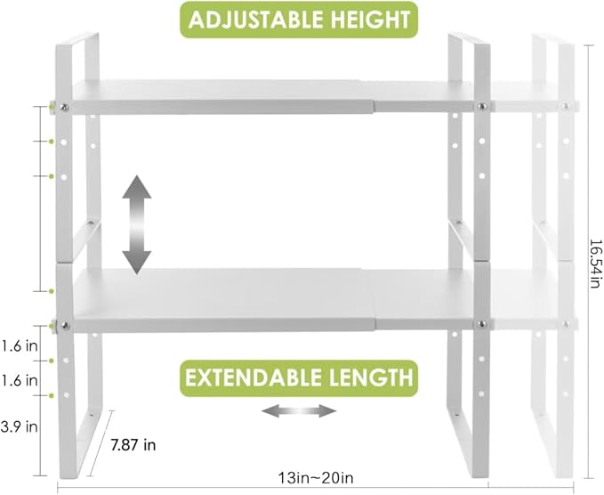 Across-Star Expandable Cabinet Shelf Organizer Rack, Stackable Kitchen Counter - Image 3