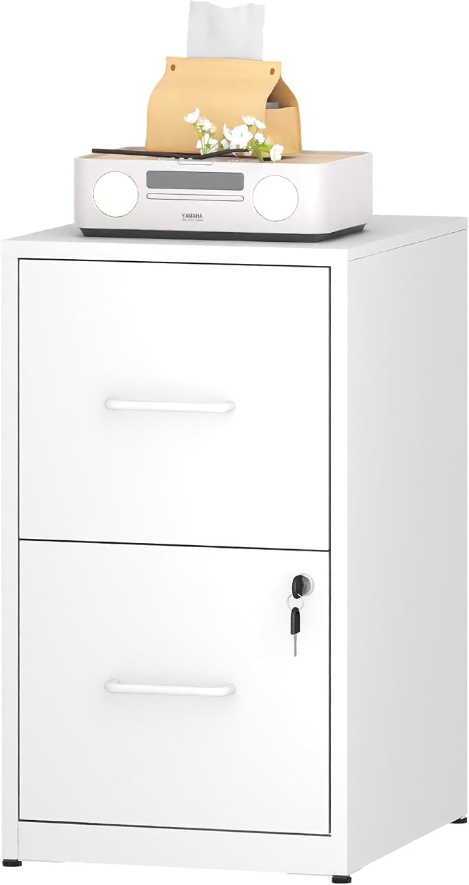 2 Drawer File Cabinet with Lock, Vertical Metal Filing Cabinet Under Desk - Image 7