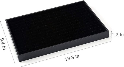 Black Velvet Stackable 100 Slot Ring Inserts Jewelry Tray Showcase Display - Image 7