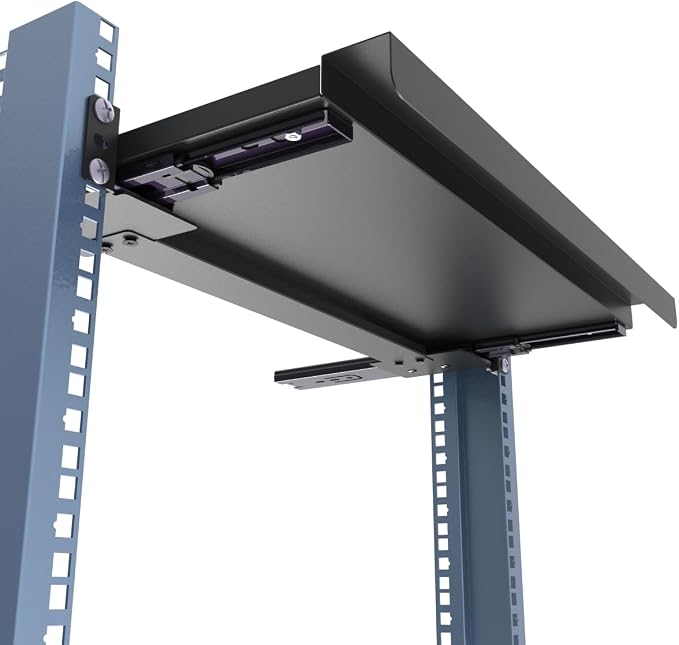 JINGCHENGMEI 1U Keyboard Tray 8" Deep -Universal 19" Rack Mount Sliding Shelf - Image 6